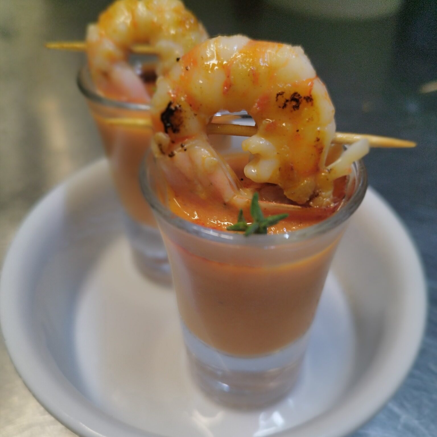 Gazpacho di cocomero con mazzancolla grigliata